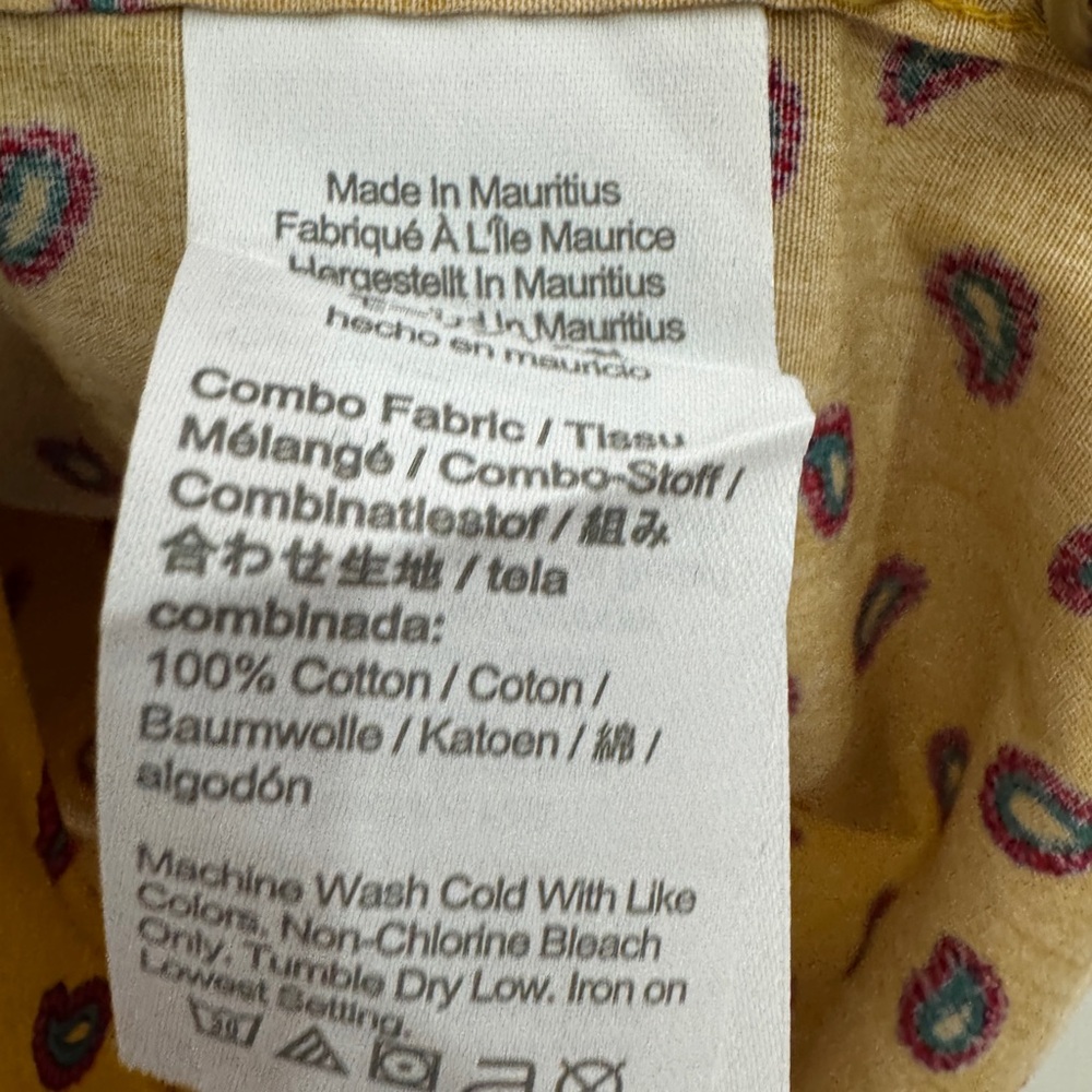 J Crew Slim‎ Secret Wash Cotton Collar Button Down Shirt Yellow Paisley Large - Picture 4 of 6